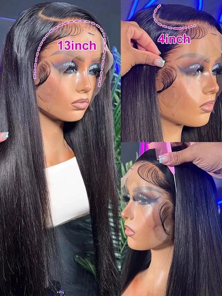30 40 Inch 13x4 13x6 HD Transparent Bone Straight Lace Front Wigs 200 Density Brazilian Human Hair Wigs For Women Human Hair - Image 4