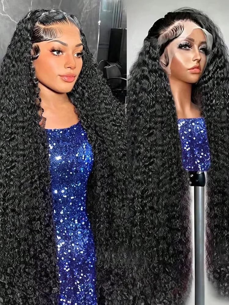 Curly Human Hair Wigs Brazilian Deep Wave Frontal Hd Lace Glueless Wigs Human Hair 40 Inch Water Wave Lace Front Human Hair Wig