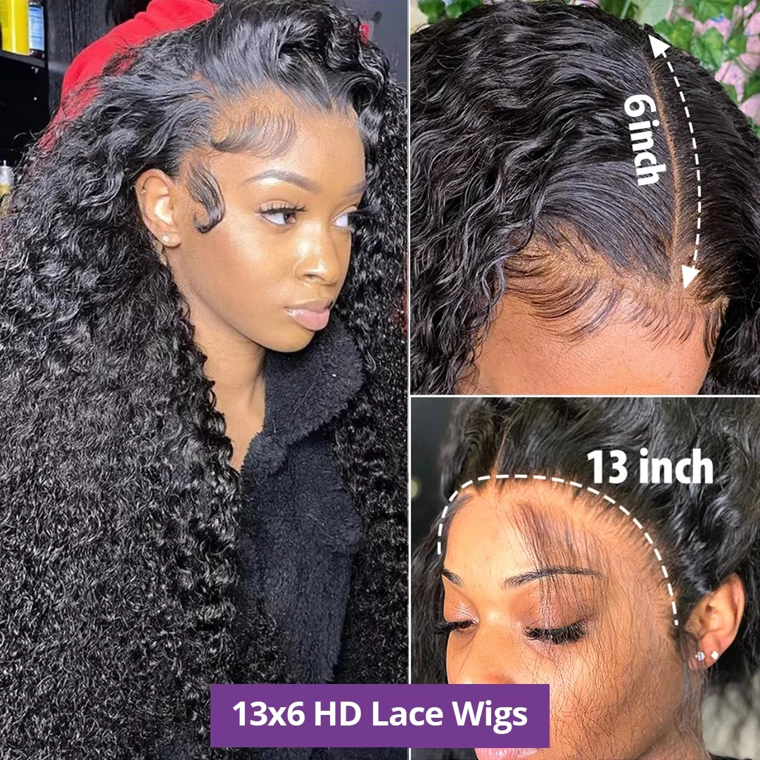 Curly Human Hair Wigs Brazilian Deep Wave Frontal Hd Lace Glueless Wigs Human Hair 40 Inch Water Wave Lace Front Human Hair Wig - Image 3