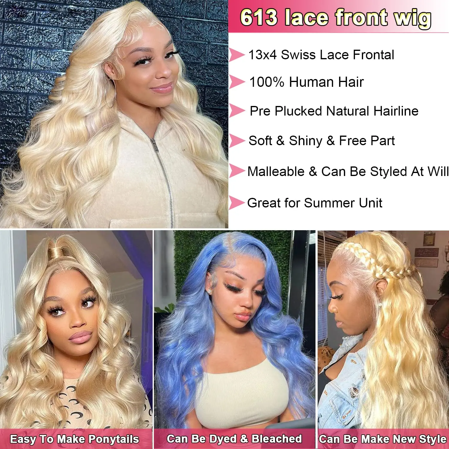 613 hd Lace Frontal Wig 13x6 Lace Frontal Wig Human Hair for Women Blonde Human Hair Wig 13x4 Body Wave Lace Front Wigs on Sale - Image 3